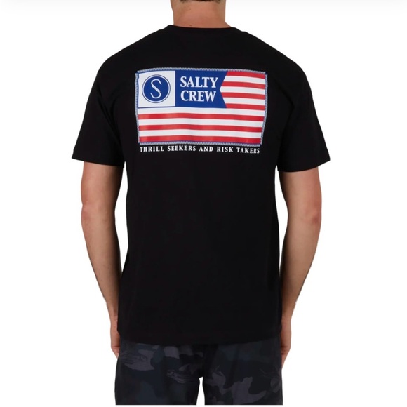 Salty Crew Other - Salty Crew Freedom Flag Short Sleeve Black T-Shirt- Size Medium